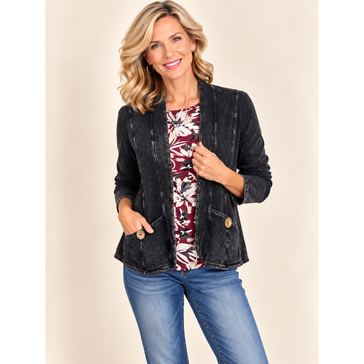 Black Coffee Cotton Fleece Cardigan
