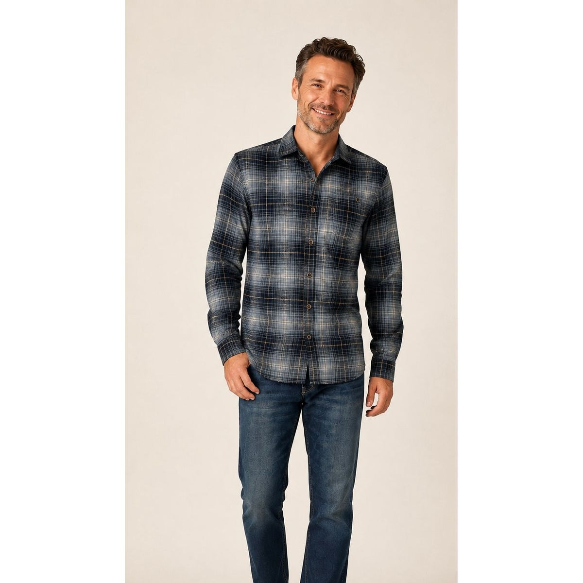Dockside Navy Crosshatch Shirt