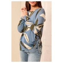 Load image into Gallery viewer, Blue Fog Ruched Crew Neck Top
