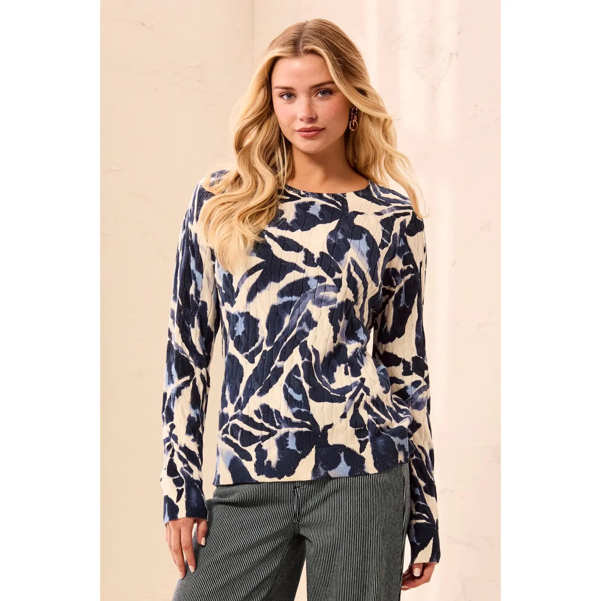 Blue Fog Cable Crew Sweater