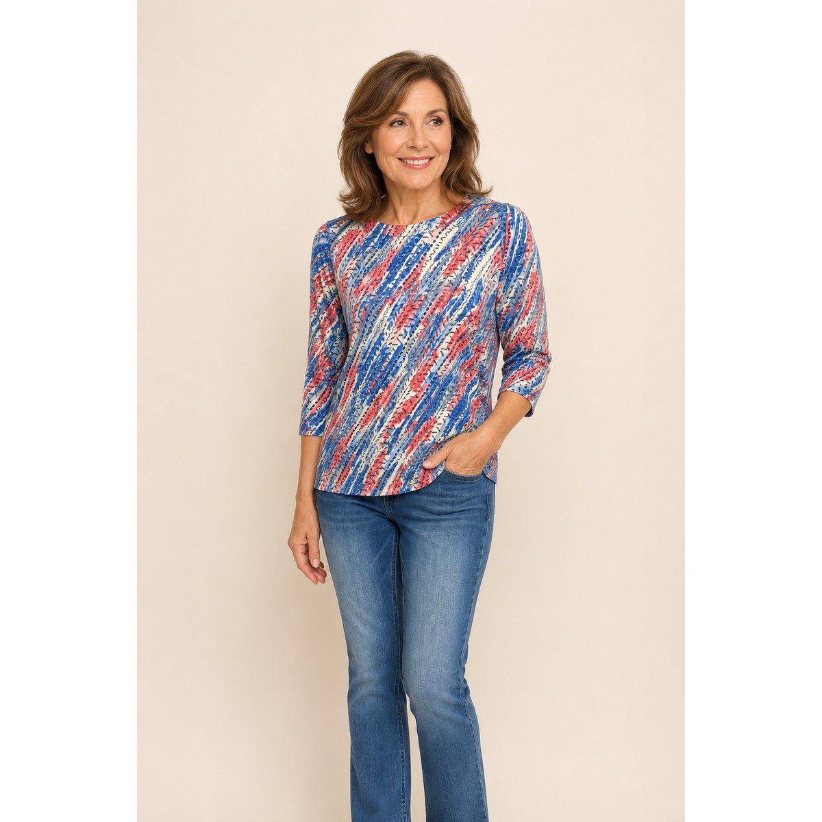 Denim Daydream Printed Tunic - Coral Denim