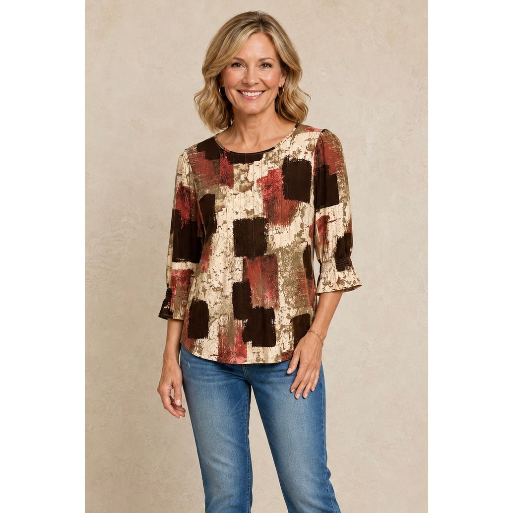 Artful Autumn Printed Tunic - Caffeine Pink