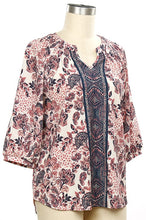 Load image into Gallery viewer, Autumn Mosaic Printed Tunic - Darker Ink Coral Tan by N Touch