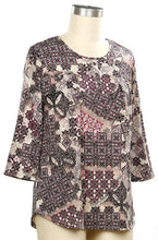 Load image into Gallery viewer, Vintage Vineyard Printed Tunic - Burgundy Taupe Lei by Links