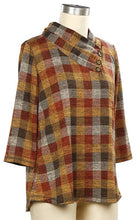Load image into Gallery viewer, Navy Harvest Plaid Button Tunic - Navy Teal by N Touch