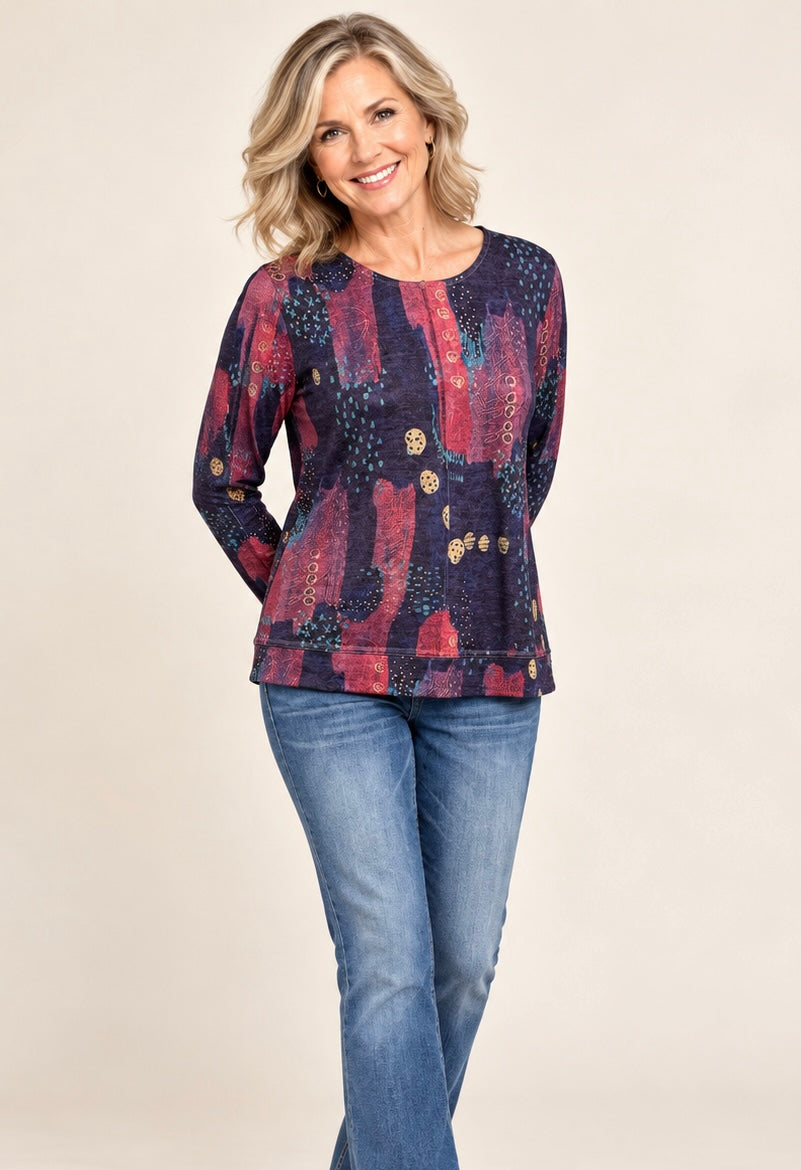 Art Attack Pleat Long Sleeve Top