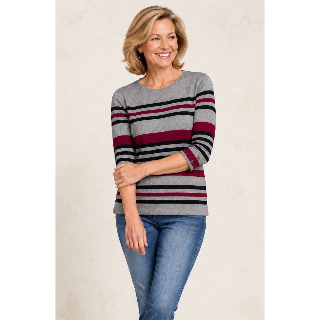 Brandywine Stripe Easy Top - Hgrey Brandywine