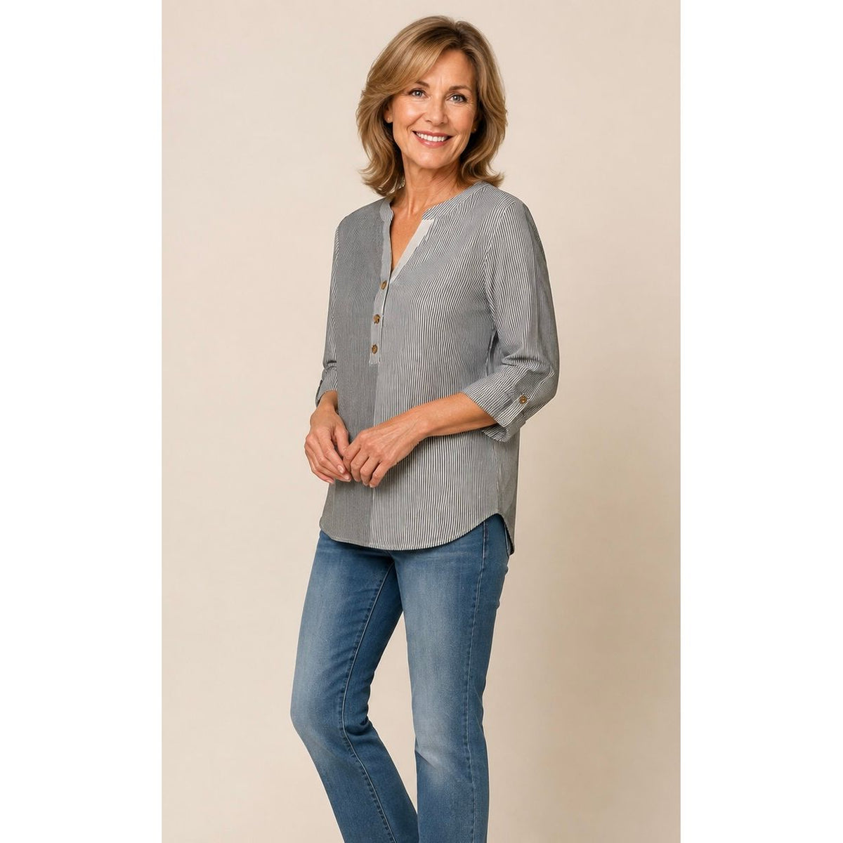 City Stripe Roll-Tab Top