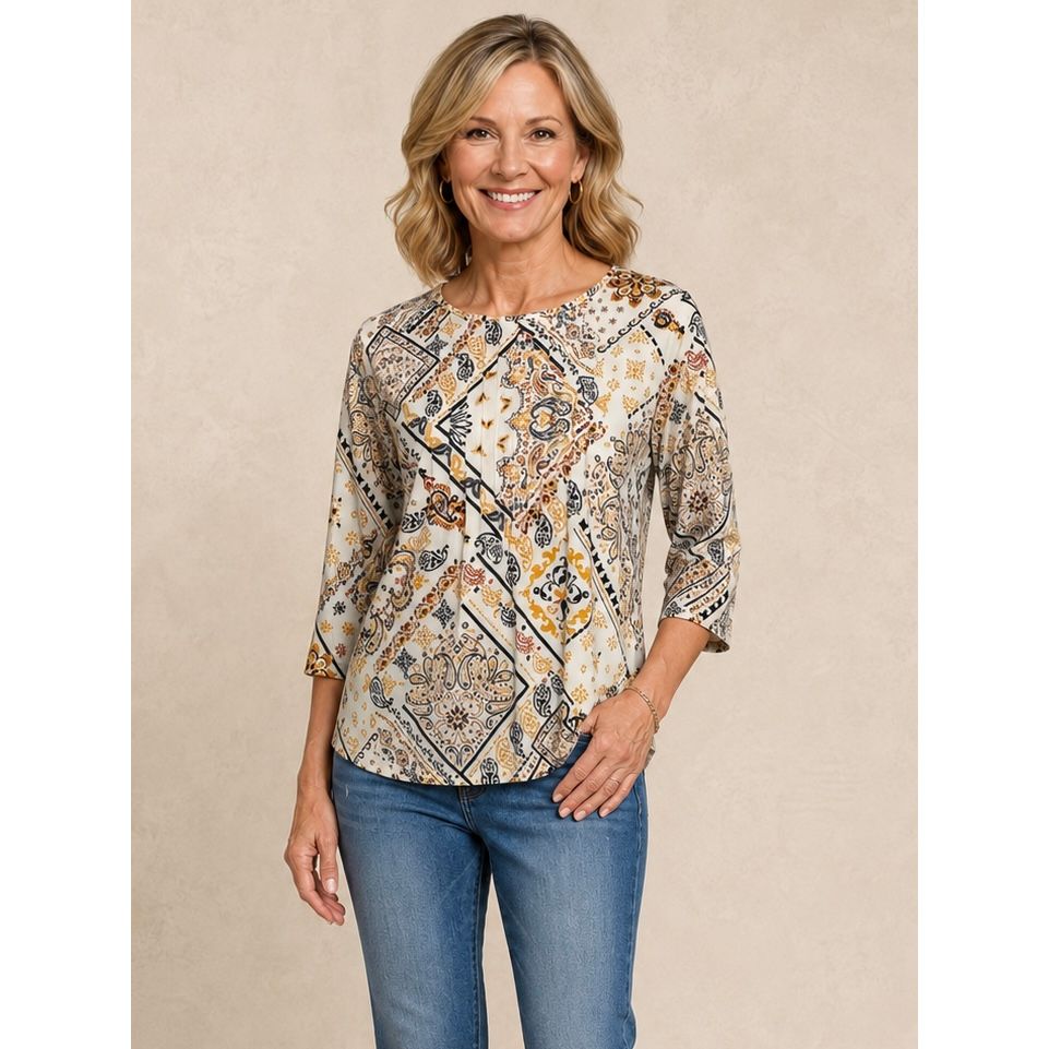 Black Clay Gold Print Top