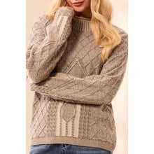 Load image into Gallery viewer, Cable-Knit Comfort Crewneck Sweater – Dry Sand by Tribal