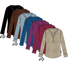Load image into Gallery viewer, Fireside Favorite Waffle-Knit Henley – Oatmeal by Tribal - view 4