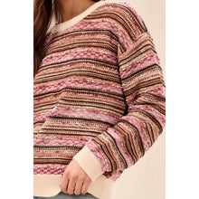 Load image into Gallery viewer, Nostalgic Charm Contrast-Rib Sweater – Multi Nostalgia by Tribal - view 3