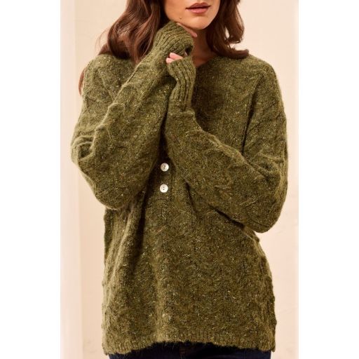 Cedar Weekend Henley Sweater in Cedar Green