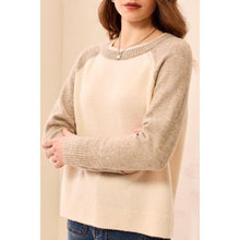 Load image into Gallery viewer, Cozy Contrast Colorblock Sweater – Moonstone by Tribal