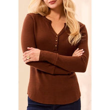 Load image into Gallery viewer, Fireside Favorite Waffle-Knit Henley – Heather Chocolate by Tribal