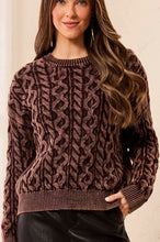 Load image into Gallery viewer, Saddle Up Washed Crew Sweater in Saddlebrown