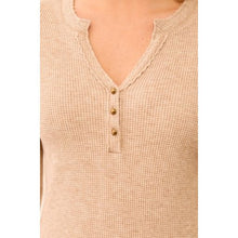 Load image into Gallery viewer, Fireside Favorite Waffle-Knit Henley – Oatmeal by Tribal - view 3