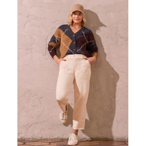 Cozy Geometry Argyle Cardigan in Charcoal