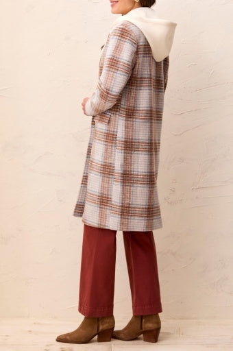 Cream Cloud Hooded Car Coat in Cream