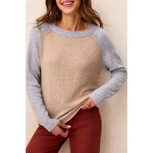 Load image into Gallery viewer, Cozy Contrast Colorblock Sweater – Oatmeal by Tribal