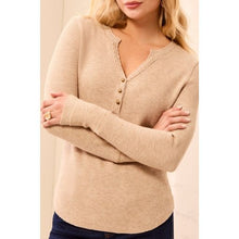 Load image into Gallery viewer, Fireside Favorite Waffle-Knit Henley – Oatmeal by Tribal