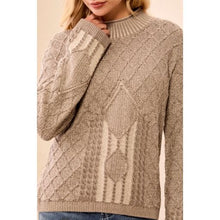 Load image into Gallery viewer, Cable-Knit Comfort Crewneck Sweater – Dry Sand by Tribal - view 3