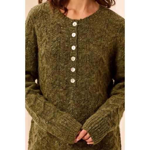 Cedar Weekend Henley Sweater in Cedar Green