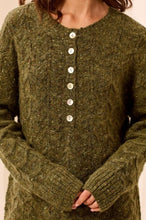 Load image into Gallery viewer, Cedar Weekend Henley Sweater in Cedar Green
