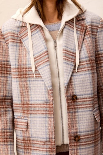 Cream Cloud Hooded Car Coat in Cream