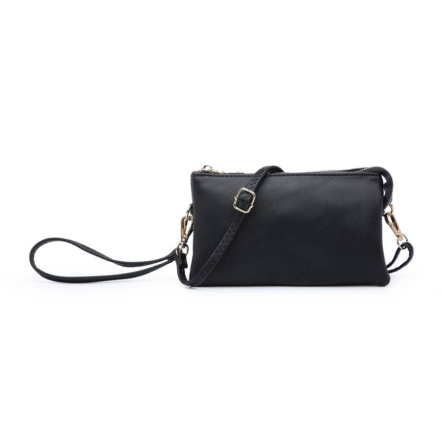 Riley Black 3 Compartment Crossbody/Wristlet