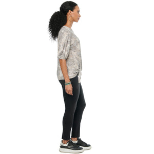 Blouson Elbow Sleeve Paisley Knit Top