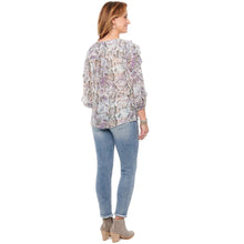 Load image into Gallery viewer, 3/4 Sleeve Ruffle Front Snake Print Blouse