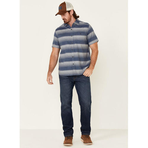 Chambray Horizontal Stripe Cotton Button Up