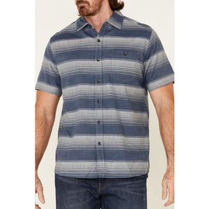 Chambray Horizontal Stripe Cotton Button Up