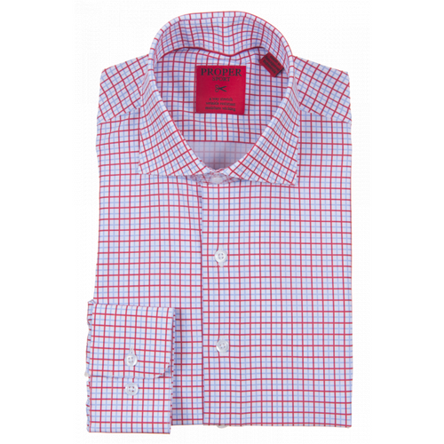 Proper Sport Red/Blue Checked Stretch Dress Shirt