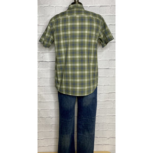 Crosshatch Slub Faded Olive Button Up