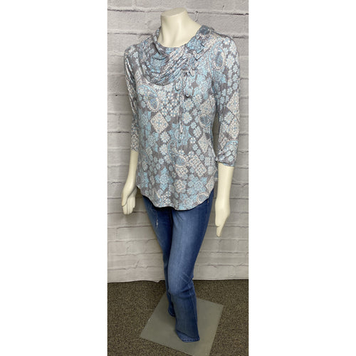 Paisley Cowl Neck Print Top