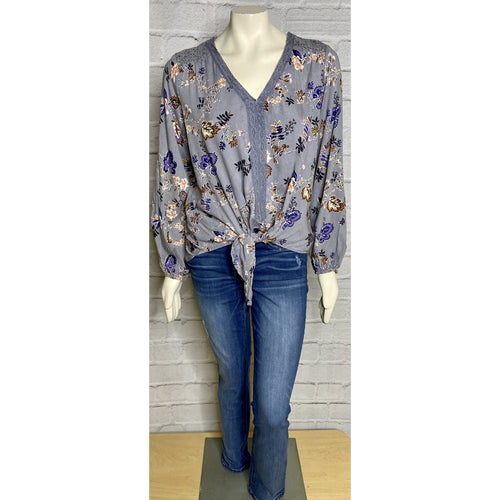Lace Tie V-Neck Blouse