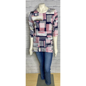 Country Square 3/4 Sleeve Print Top