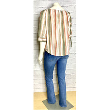 Load image into Gallery viewer, Striped Olive/Rose Button Up Blouse