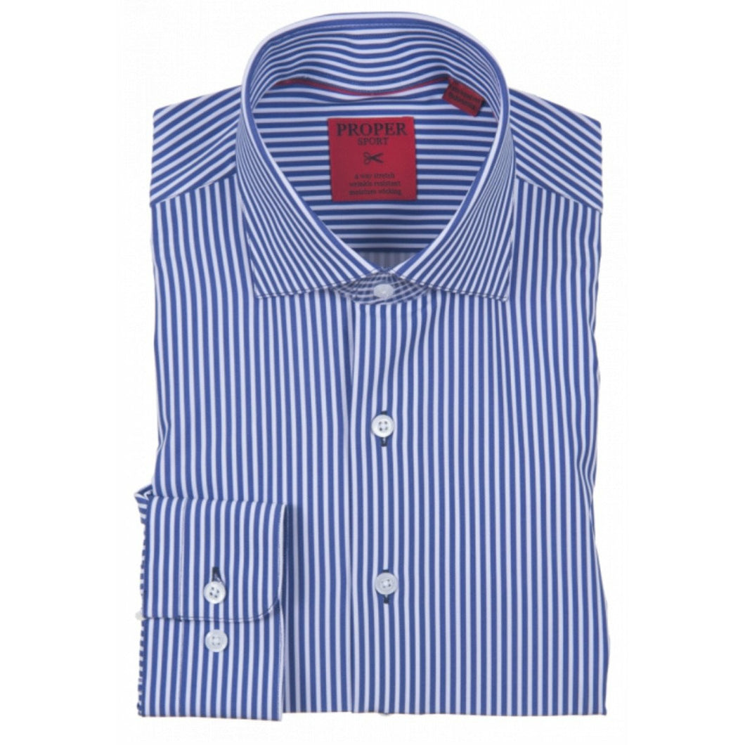 Blue Striped Pure Sport Stretch Dress Shirt