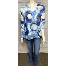 Load image into Gallery viewer, Blue Circle Fabric Overlay Blouse