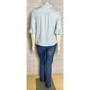 Ruffled Baby Blue 3/4 Knit Top
