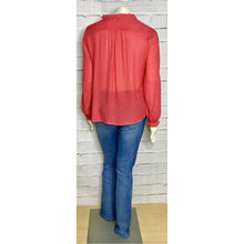 Load image into Gallery viewer, Ruffle Tie Button Up Blouse
