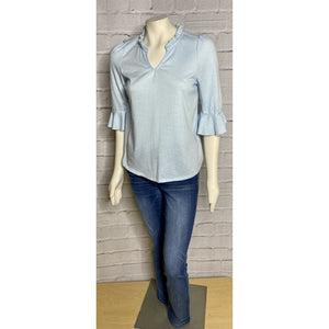 Ruffled Baby Blue 3/4 Knit Top