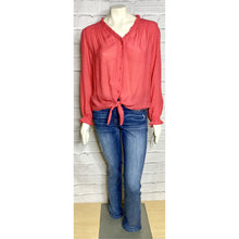 Load image into Gallery viewer, Ruffle Tie Button Up Blouse