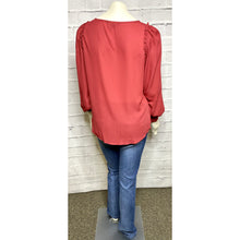 Load image into Gallery viewer, Wine Pin Tuck V-Neck Blouse