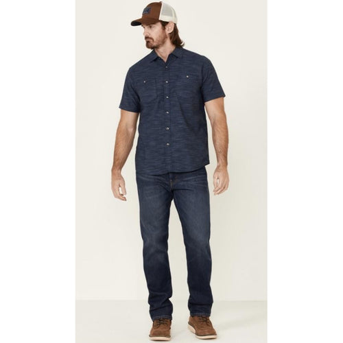 Chambray Indigo Western Style Short Sleeve Button Up