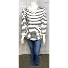 Load image into Gallery viewer, Striped V Neck Tie Hoodie