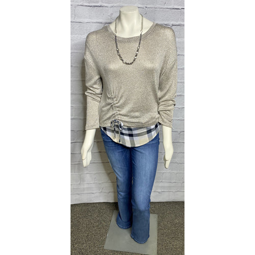 Side Tie Layer Taupe Blouse